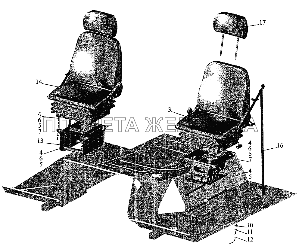 Установка и пневмопитание сидений МАЗ-6303 (2005)